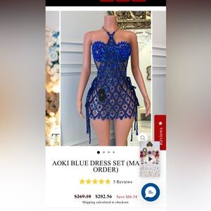 Elegant Blue Beaded Dress